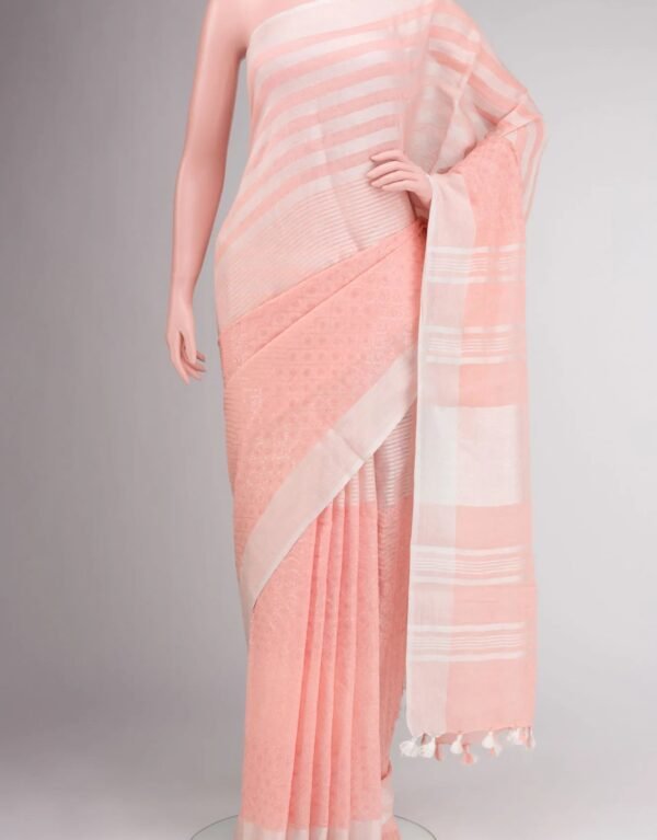 Peach Linen Saree