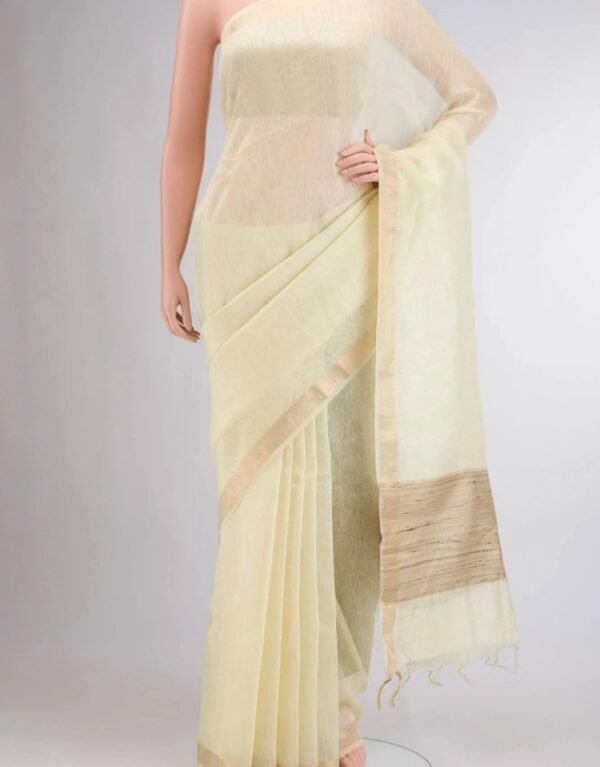 Yellow Linen Saree