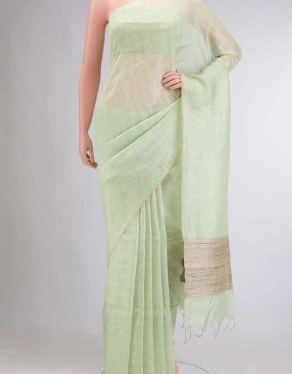 Mint Green Linen Saree