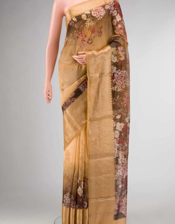Sandal Dual Tone Linen Saree