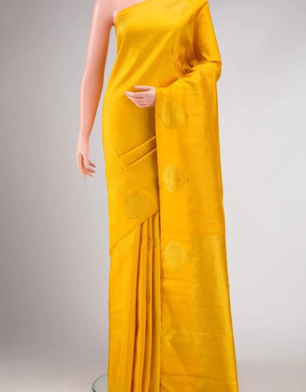 Pure Silk Pure Zari Yellow Dual Tone Kanchipuram Saree