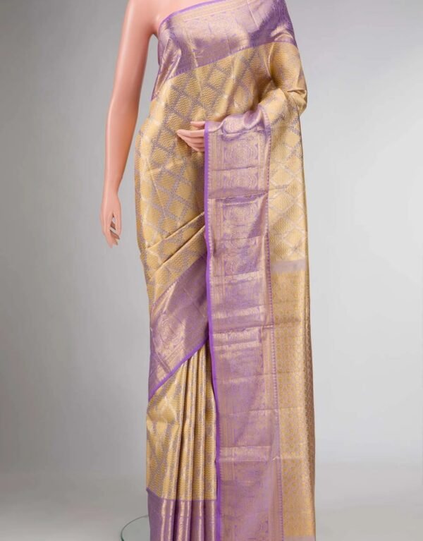 Gold Dual Tone Kanchipuram Tissue Silk Saree