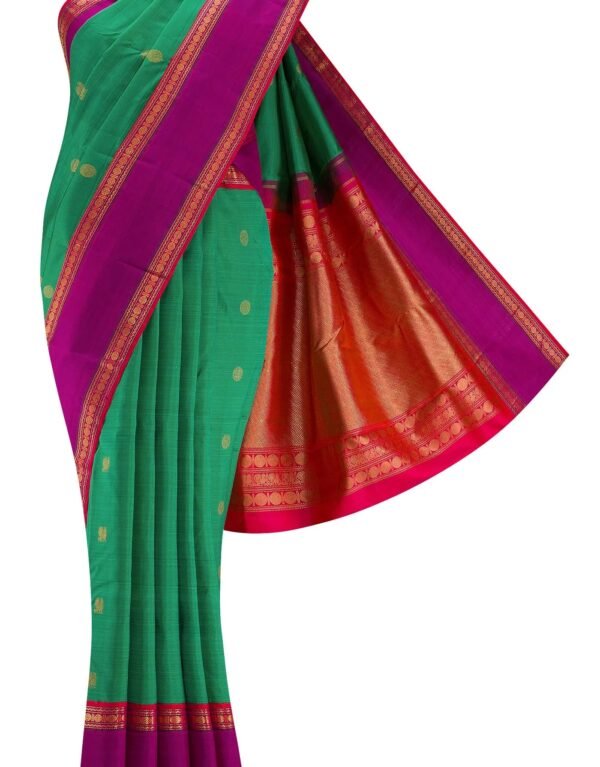 Pure Silk Pure Zari Green Dual Tone Kanchipuram Saree