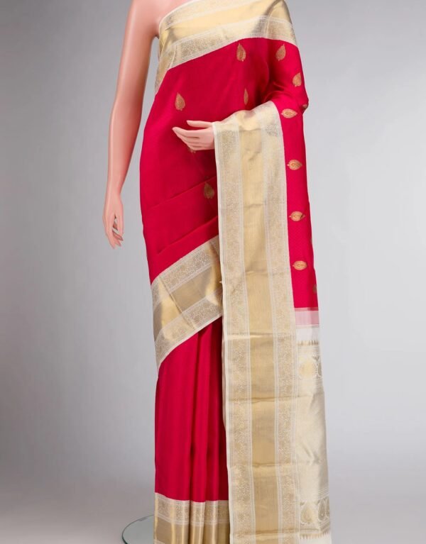 Pure Silk Pure Zari Imperial Red Dual Tone Kanchipuram Saree