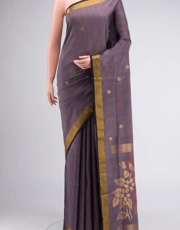 Grey Uppada Silk Saree