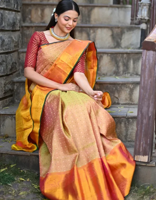 Gadwal Pure Silk Dual tone Saree