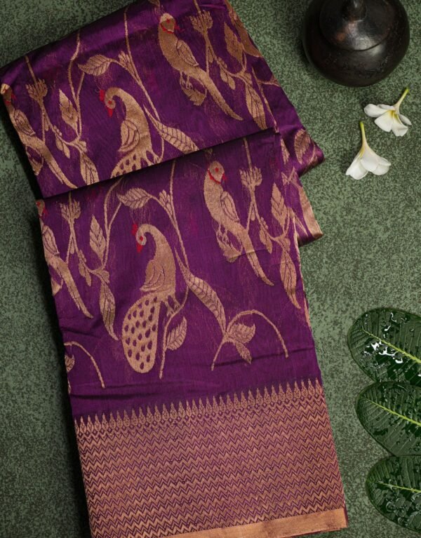 Chanderi Silk Purple Saree