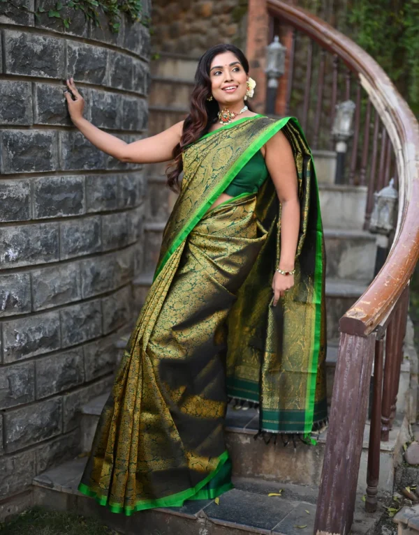 Gadwal Green Saree