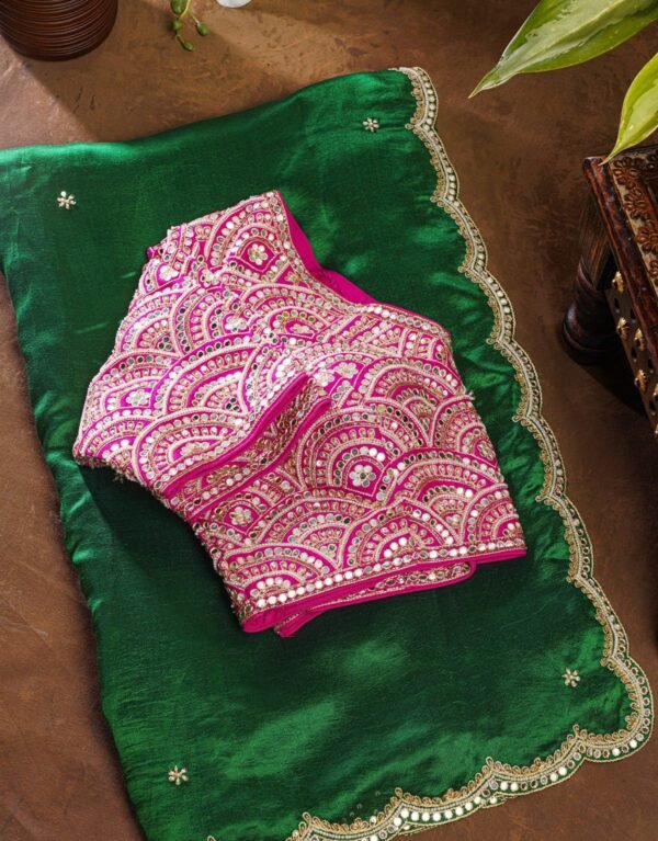 Fancy Tussar Bottle Green Saree