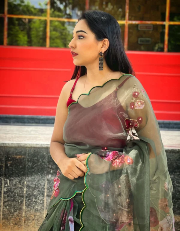 Orgenza Light Green Saree