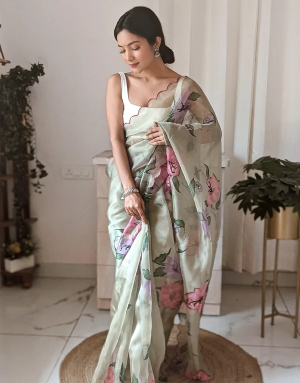 Orgenza Multi Green Saree