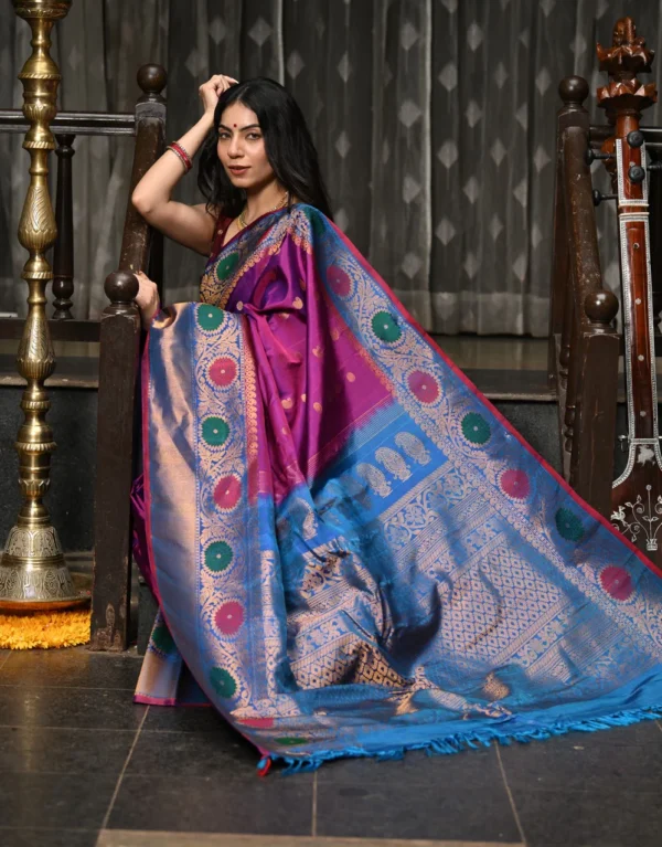 Gadwal Purple Pink Saree