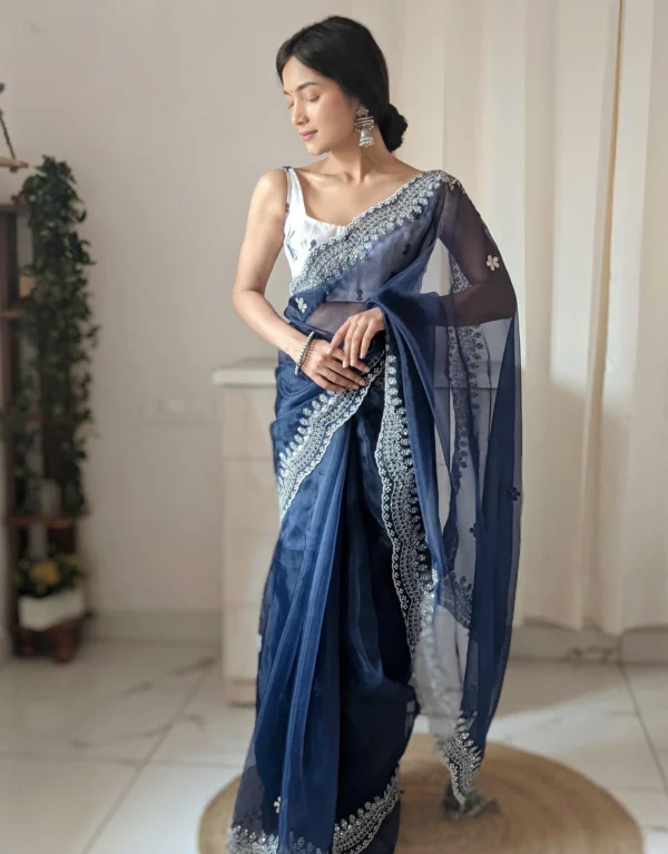 Orgenza Dark Blue Saree