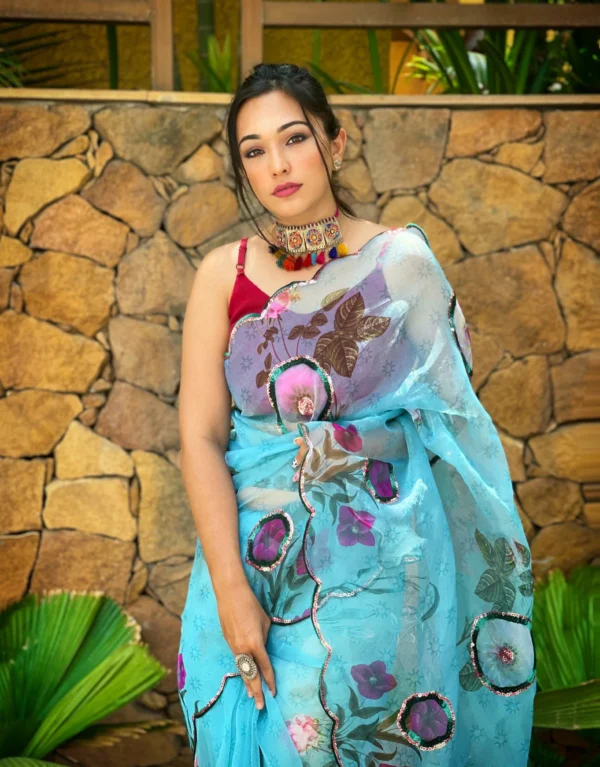 Orgenza Sky Color Saree