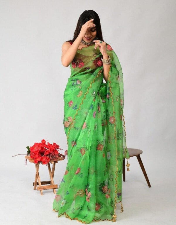 Orgenza Green Color Saree