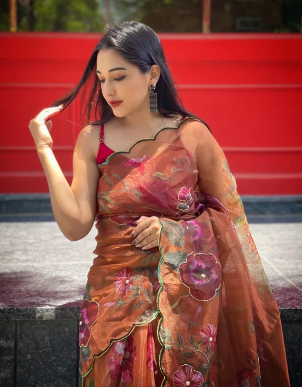 Orgenza Brown Color Saree