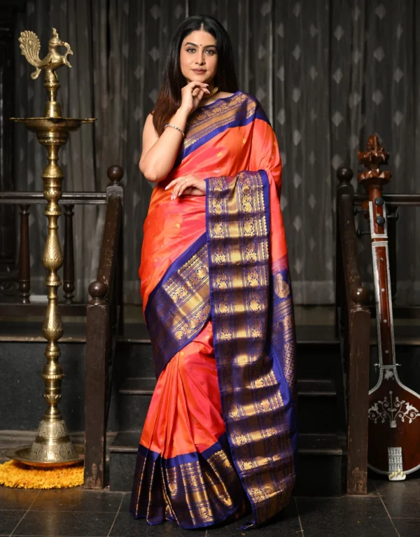 Gadwal Marine Blue Saree