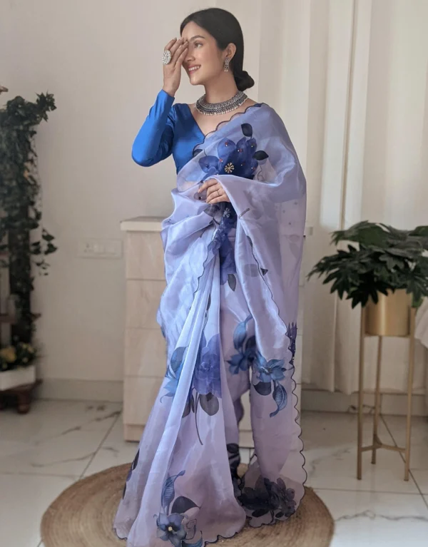 Orgenza Sky Purple Saree