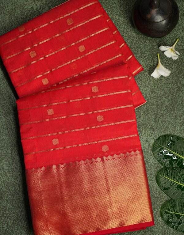 Chanderi Silk Red Saree