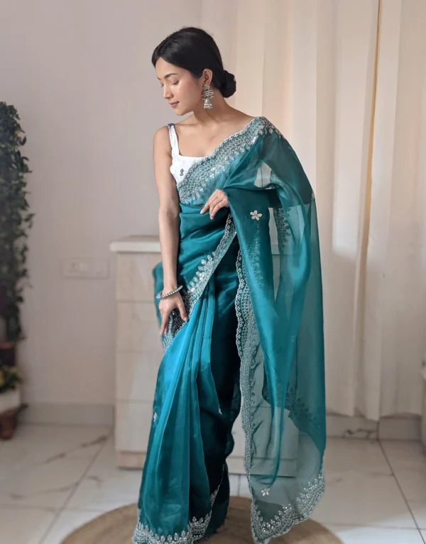 Orgenza Dark Green Saree